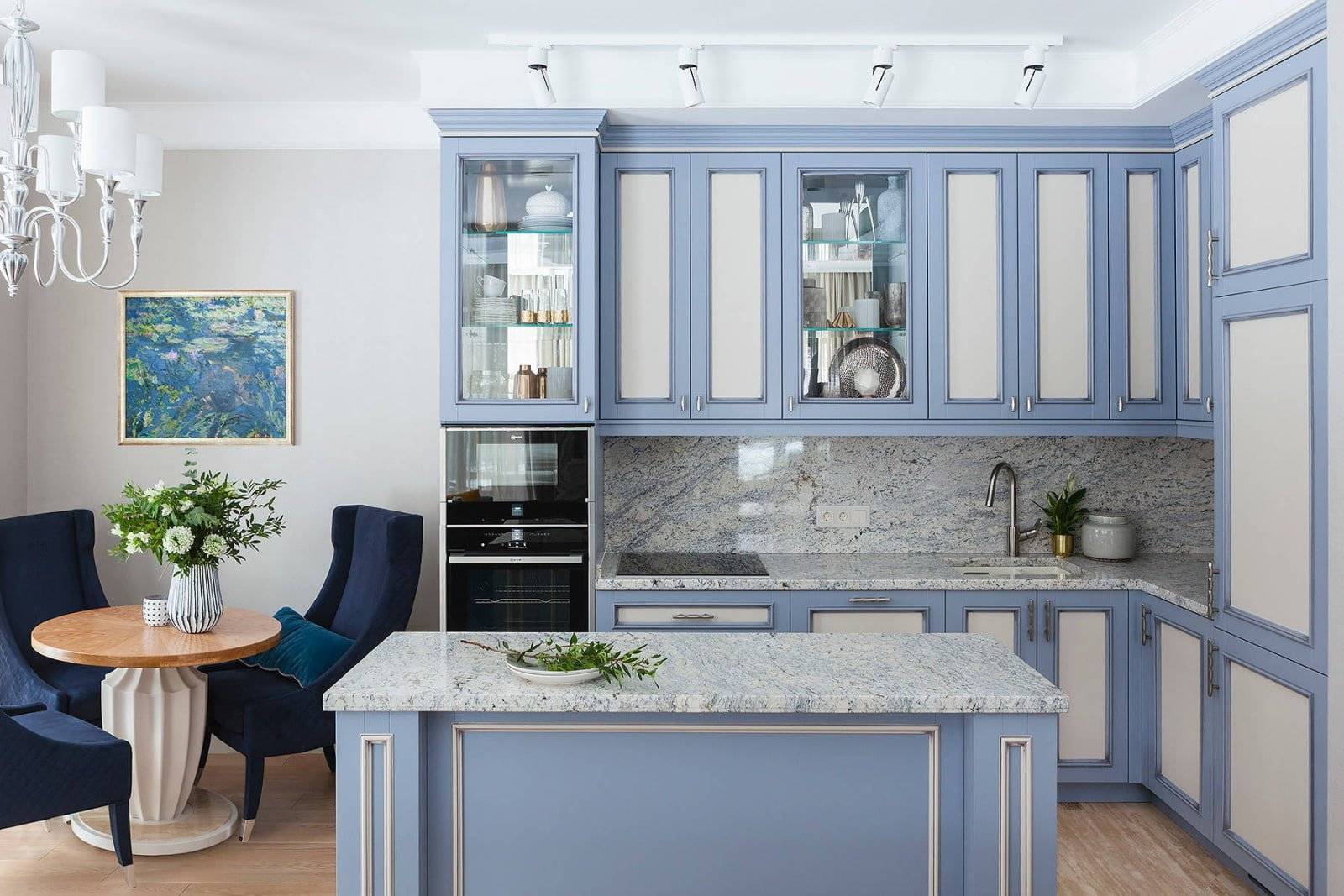 Кухня с голубыми фасадами | домфронт