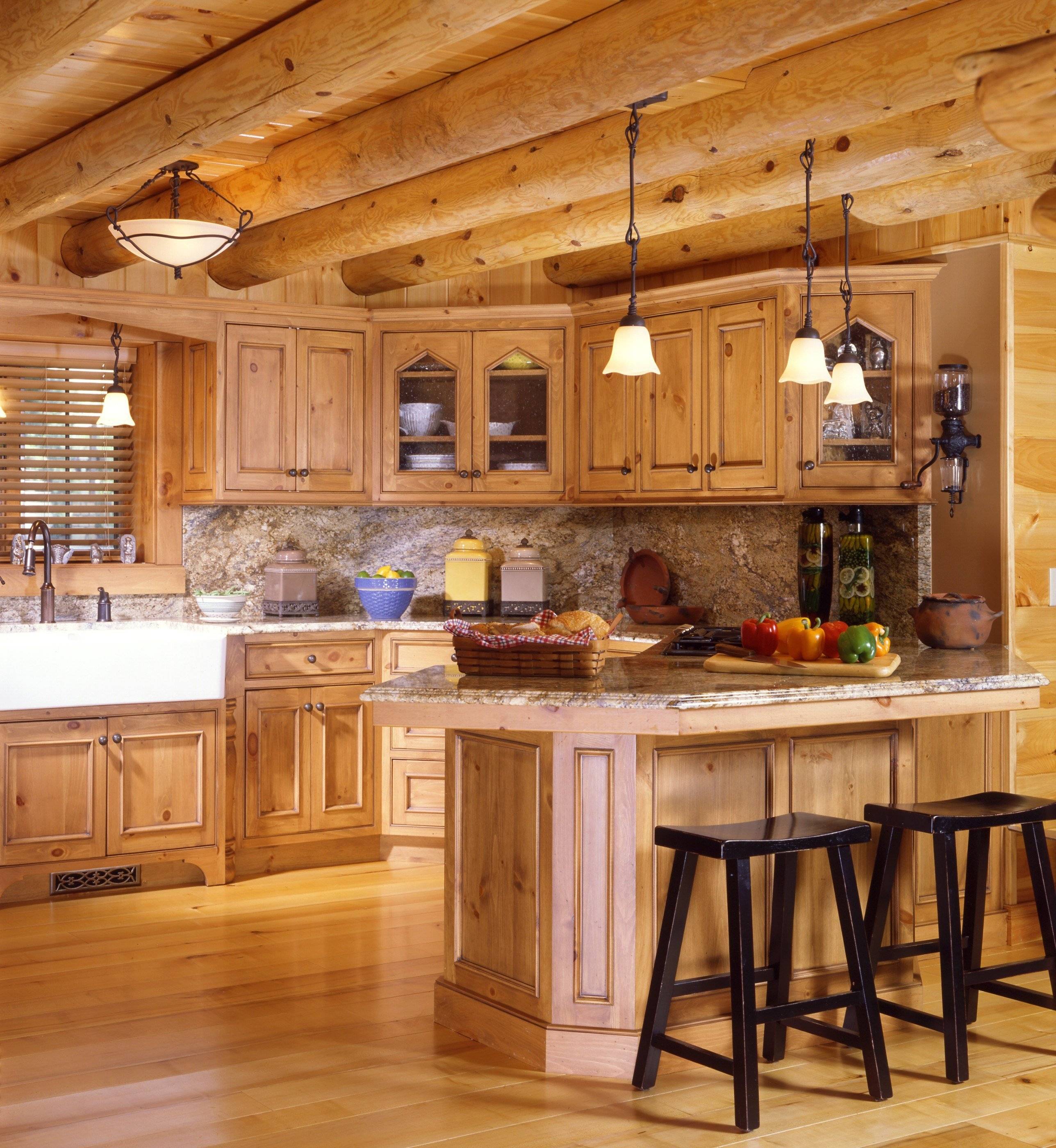 Дизайн кухни в деревянном доме — 60 примеров интерьера на фото