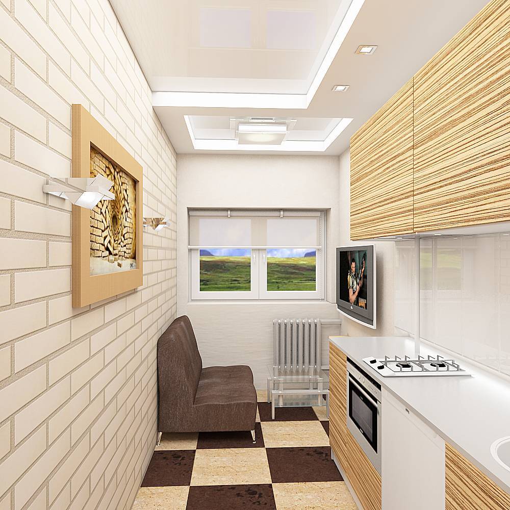 Узкая кухня: фото дизайна, варианты планировки и интерьера вытянутого помещения