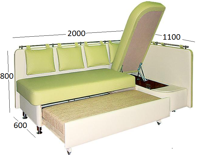 Кухонный раскладной (прямой или угловой) диван со спальным местом: кровать, софа, как выбрать от производителя, фото