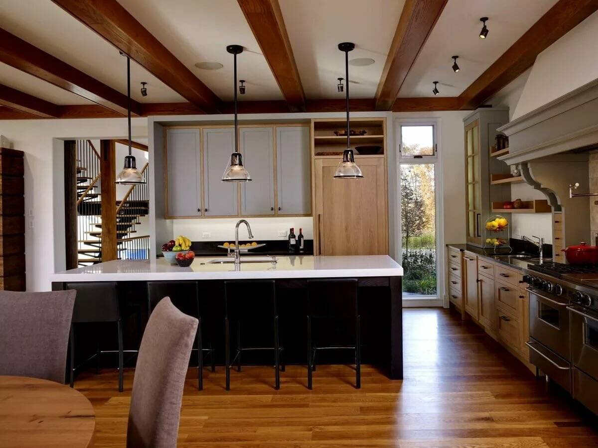 Дизайн кухни с низким потолком