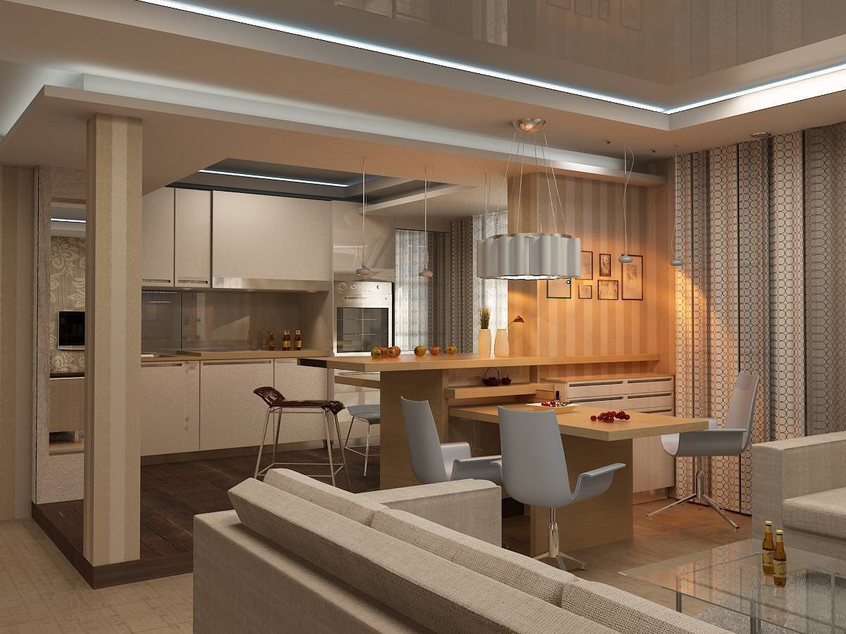 Кухня гостиная дизайн интерьера, фото лучших идей, зонирование, стили, советы