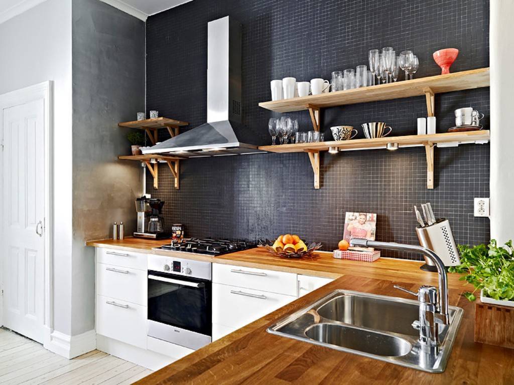 Дизайн кухни без верхних шкафов: 40+ фото, плюсы и минусы