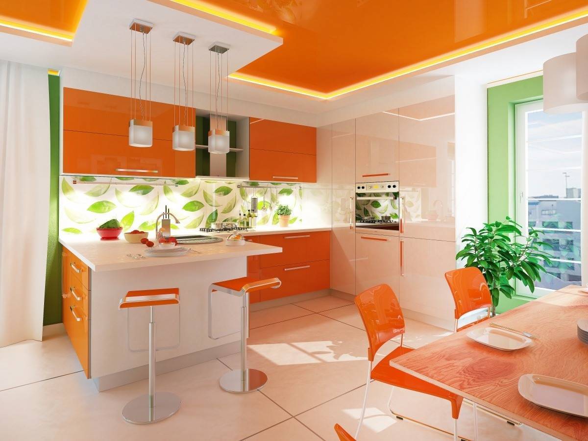 Оранжевая кухня: более 100 фото, лучшие сочетания