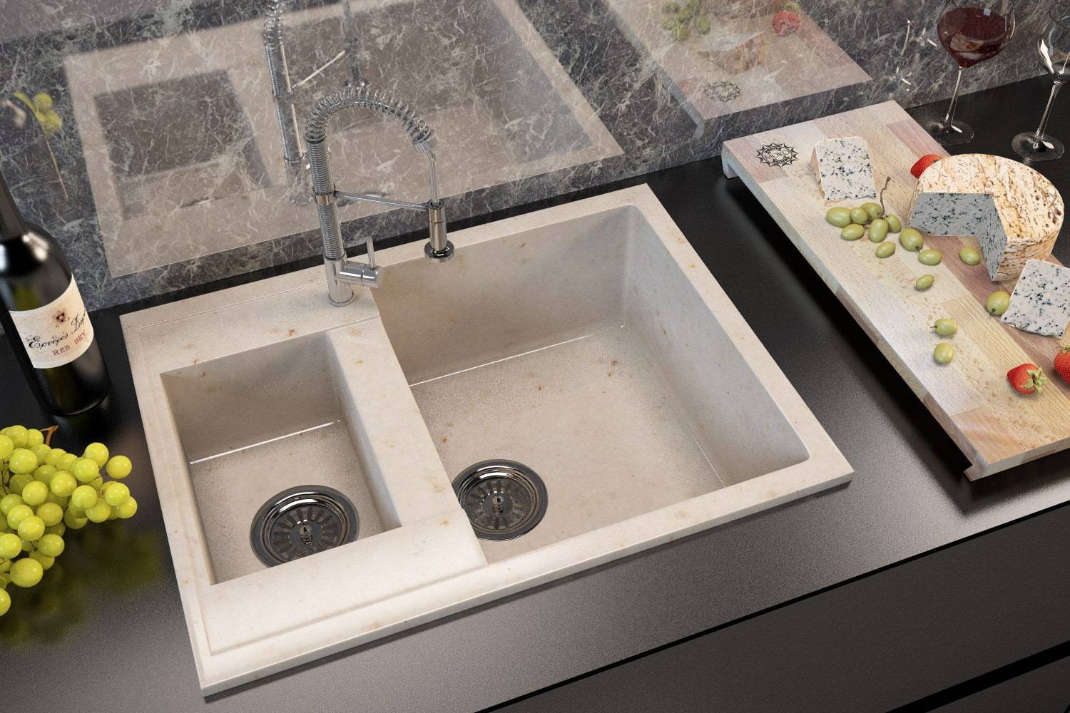 Кухонная раковина из искусственного камня, нержавейки или керамики? | stonecollection