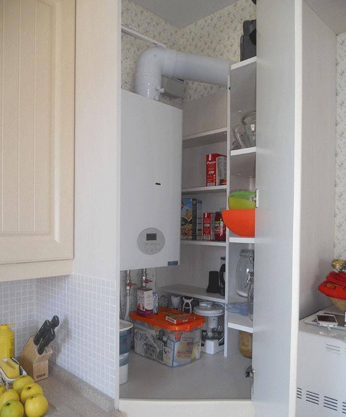 Как спрятать газовый котел на кухне: варианты с фото