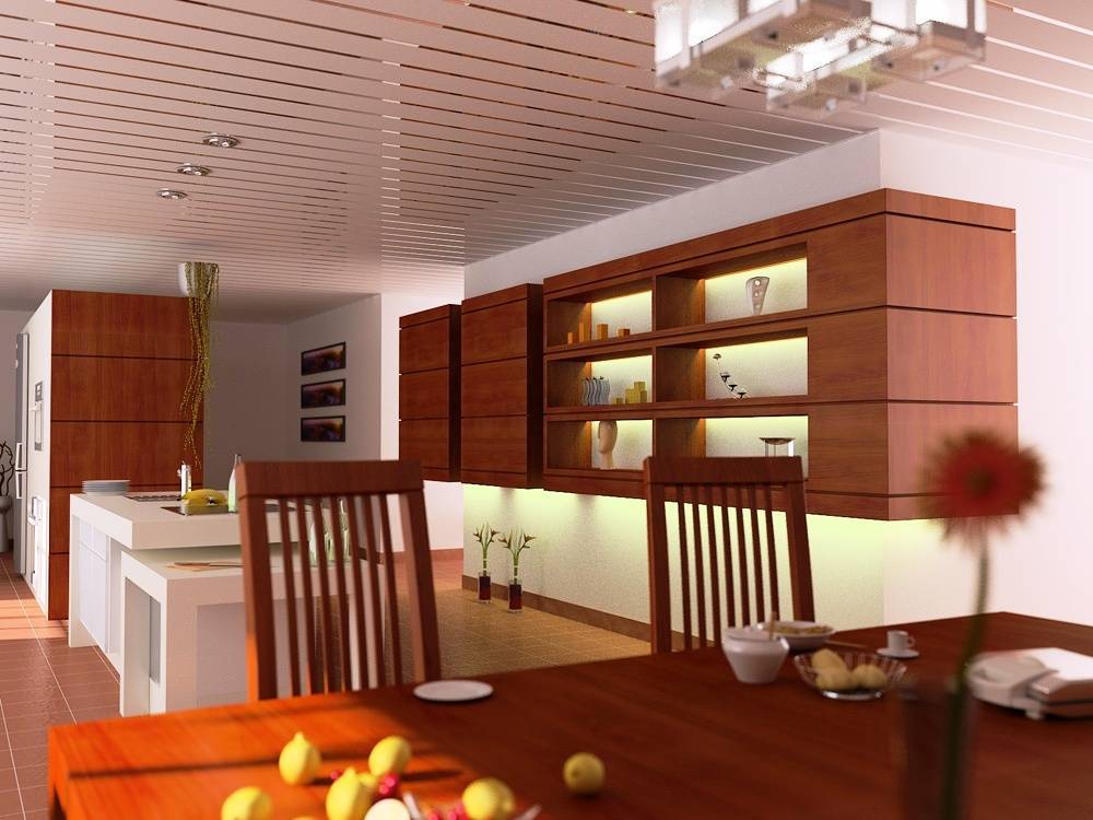 Реечный потолок на кухне – особенности выбора и монтажа