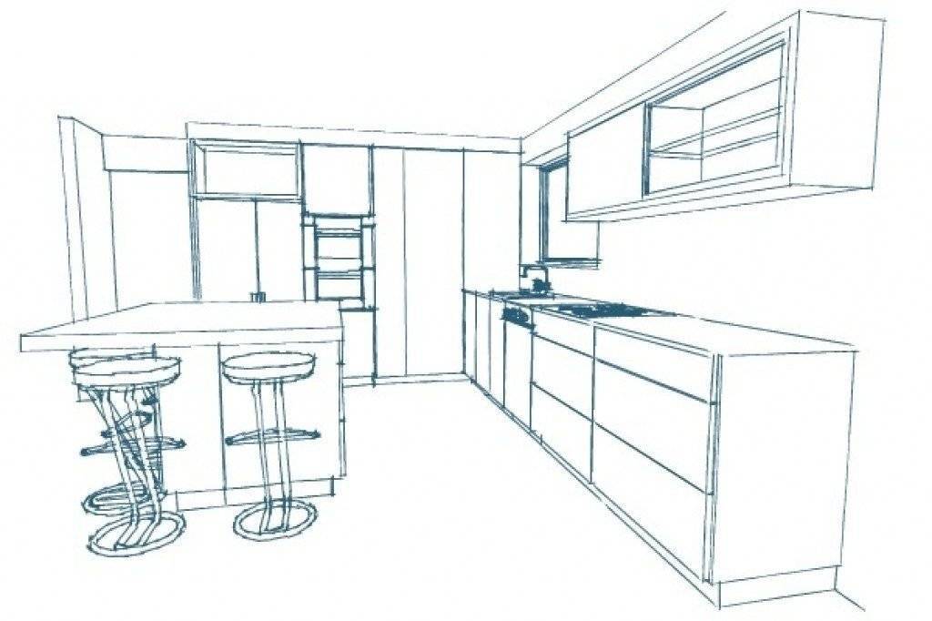 Как нарисовать кухню карандашом поэтапно вид сверху