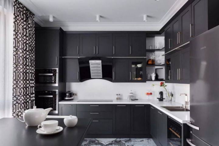 Кухня черно-белая дизайн и фото лучших примеров, варианты, правильные пропорции сочетания и советы (91 фото-идея)