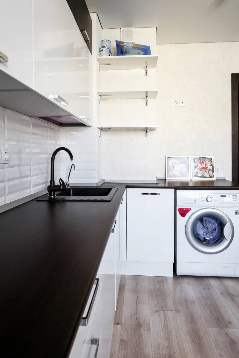 Как встроить стиральную машину в интерьер кухни: идеи планировки