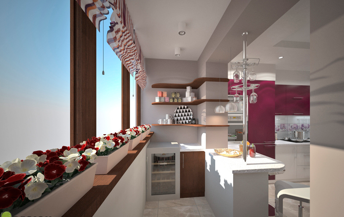 Дизайн кухни, совмещенной с балконом - 75 фото, идей и правил