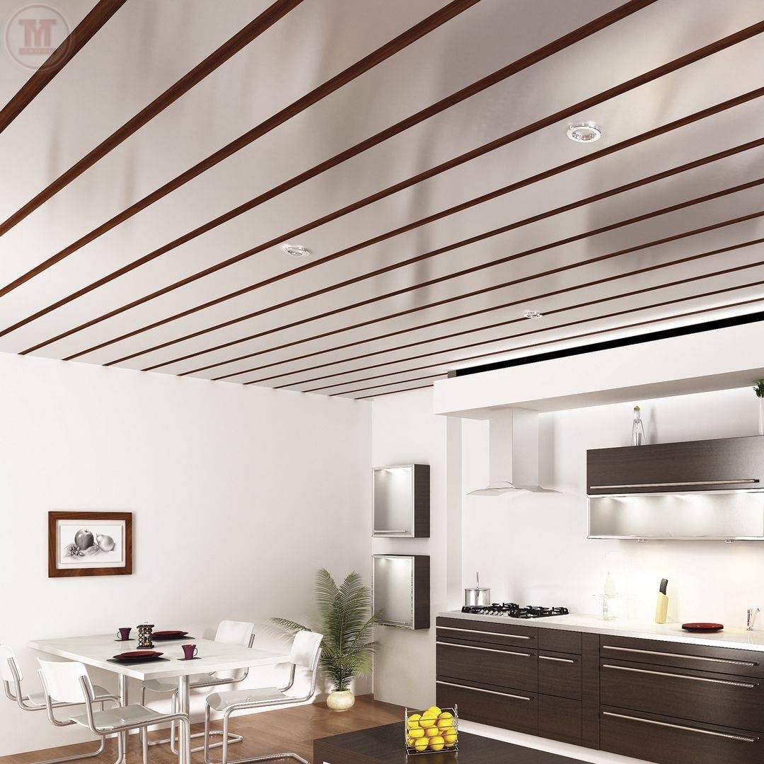 Реечный потолок на кухне - преимущества и особенности монтажа