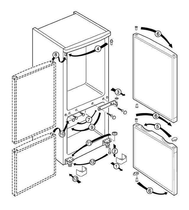 Как перевесить двери холодильника атлант (двухкамерного и однокамерного)
