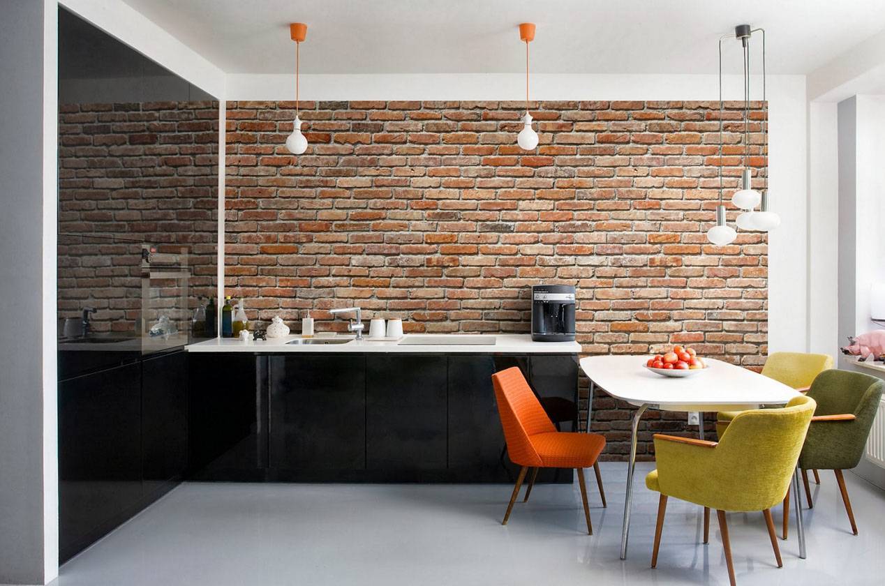 Дизайн кухни с кирпичной стеной: фото идей оформления