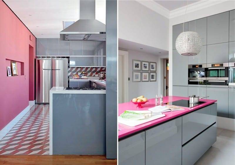 Серо-розовый цвет кухни: сочетания в дизайне интерьера стен, обоев, гарнитура