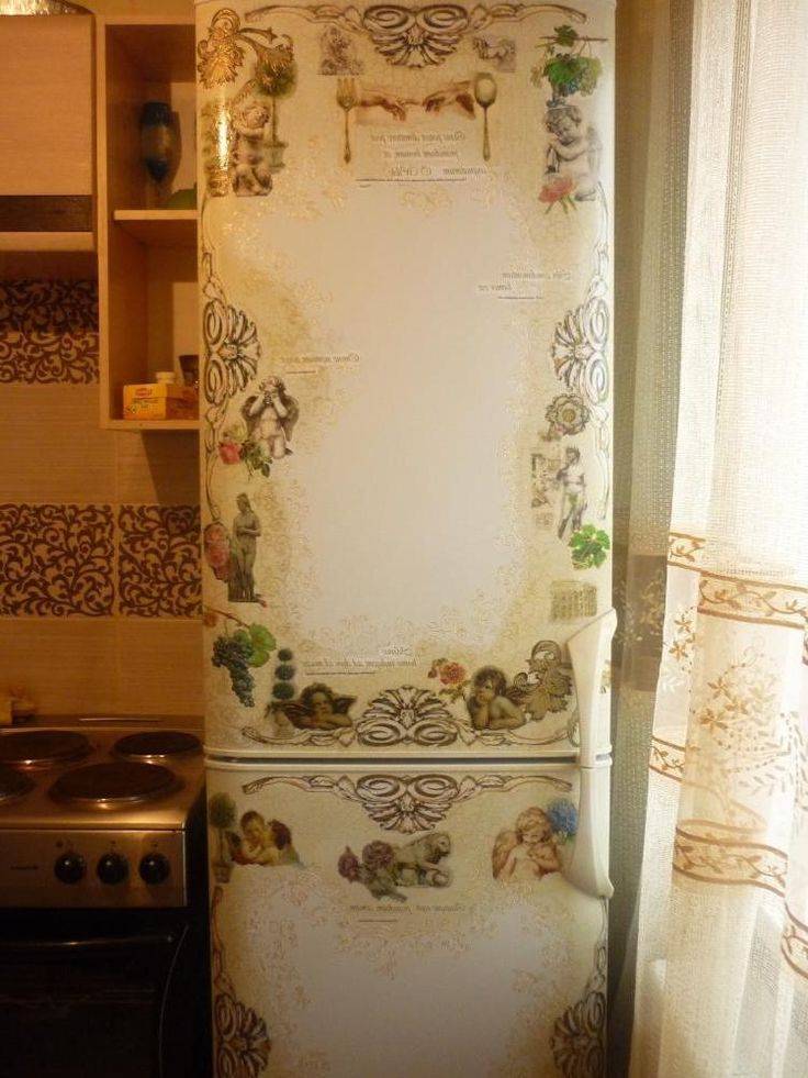 Декупаж холодильника своими руками с фото и подробным описанием процесса