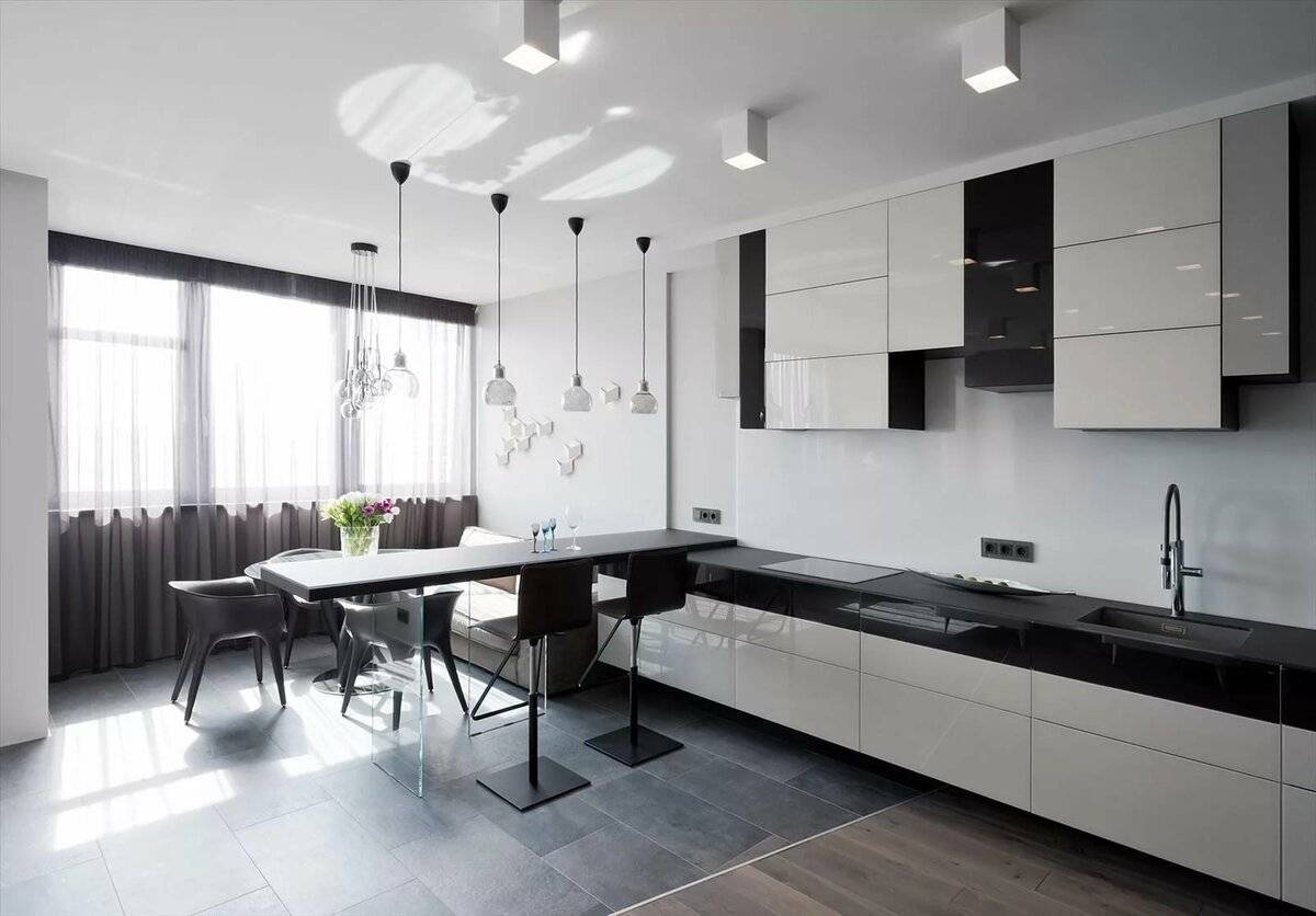 Черно-белая кухня: лучшие идеи интерьеров и правила стильного оформления кухни (145 фото)