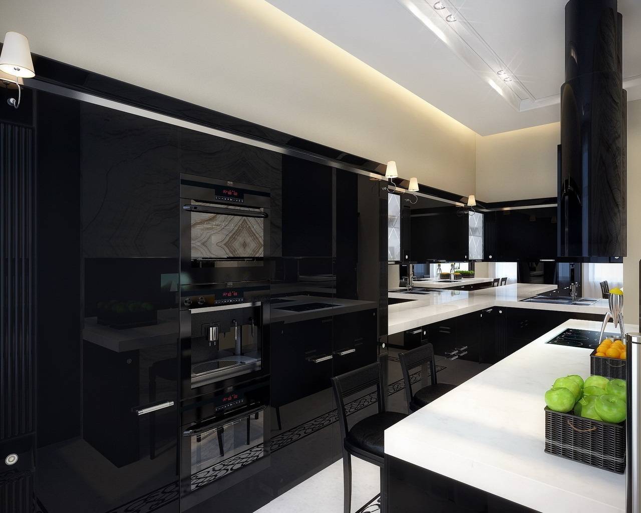 Черная кухня: дизайн кухонного гарнитура и сочетание с классическим интерьером
