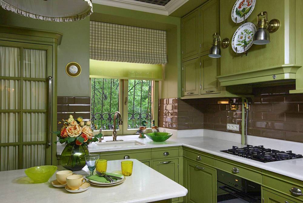 Кухня оливкового цвета: 70 классных идей интерьеров и мебели