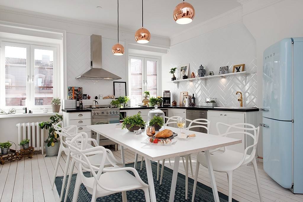 Кухня-гостиная в скандинавском стиле: 77 фото интерьеров