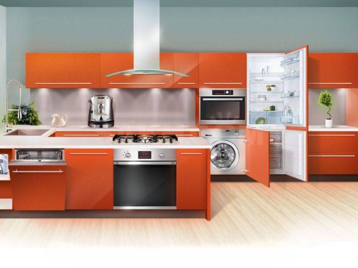Кухня с встроенной бытовой техникой: электрические комплекты, рейтинг, зависимый кухонный гарнитур с колонной и духовым шкафом