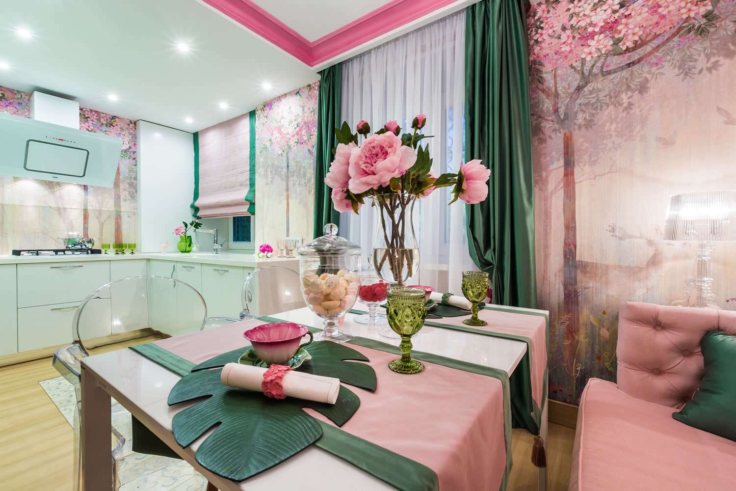 Розовая кухня: 90 фото идей дизайна интерьера кухни розового цвета и гарнитура