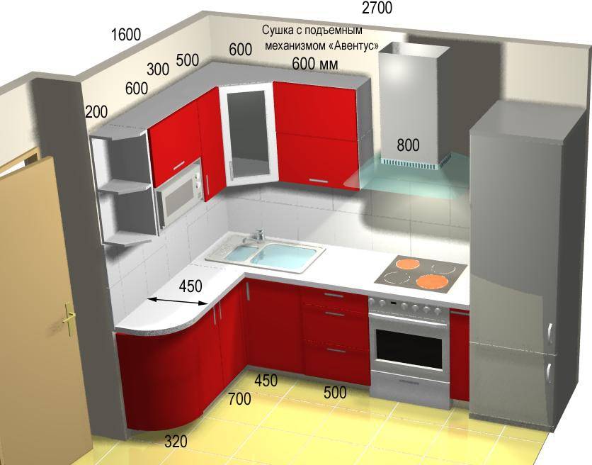 Планировка кухни 6 метров с холодильником (57 фото) и стиральной машиной: дизайн интерьера, видео и фото