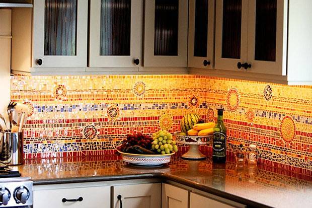 Мозаика для кухонного фартука: оформление, цветовое сочетание, реальные фото