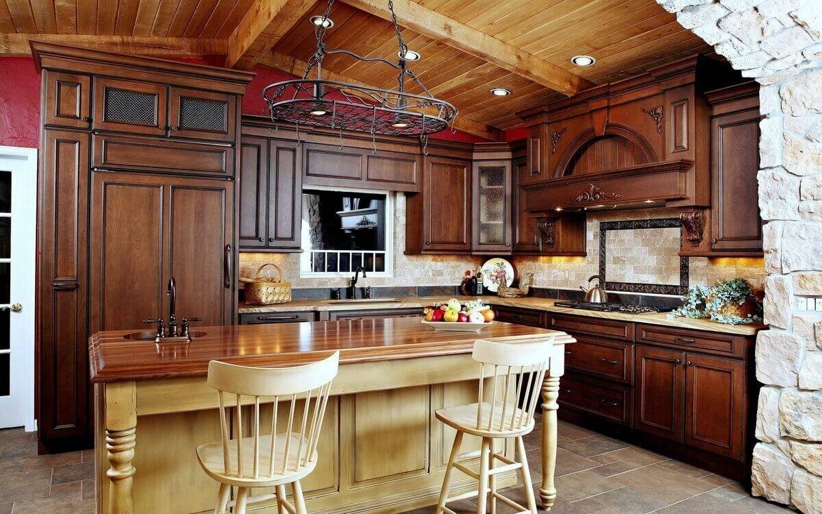 Кухни из массива дерева: 100 фото дизайна деревянных кухонь