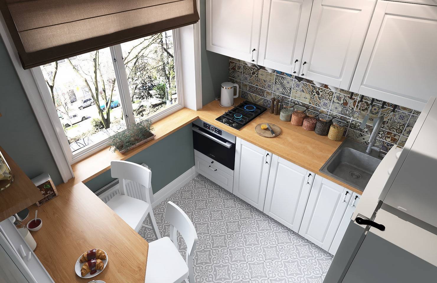 Дизайн маленькой кухни 5 кв.м с холодильником, идеи для интерьера в хрущевке, малогабаритная мебель и современный угловой гарнитур в планировке