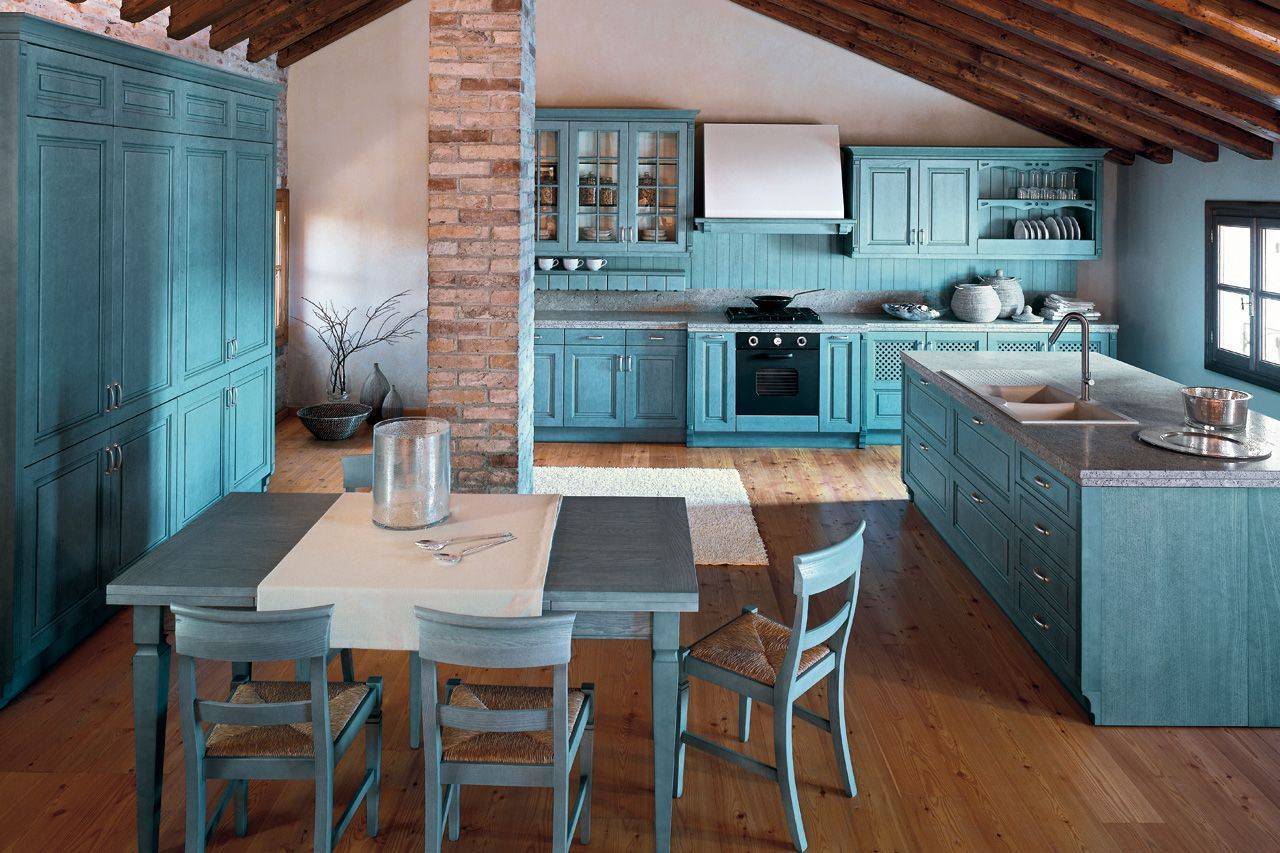 Голубая кухня (54 фото): сочетания цветов + идеи дизайна