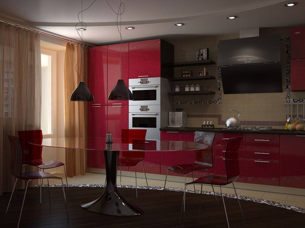 Бордовая кухня: особенности дизайна и фото готовых интерьеров