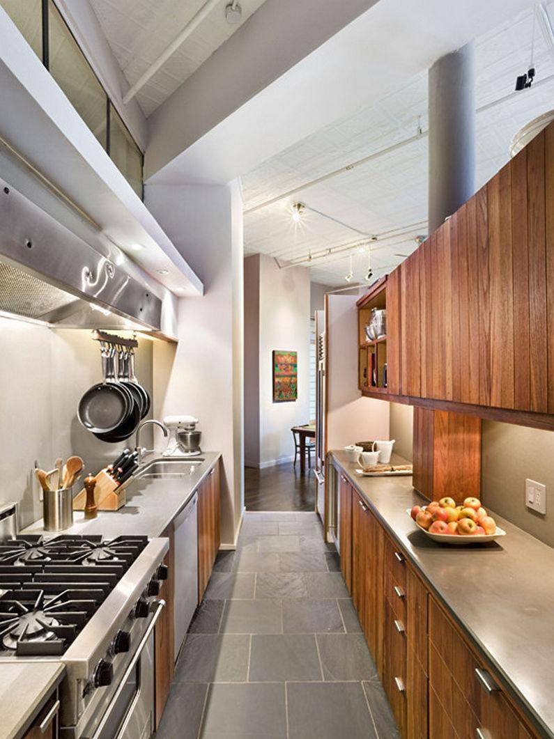 Дизайн узкой кухни: 40+ фото, идеи обустройства