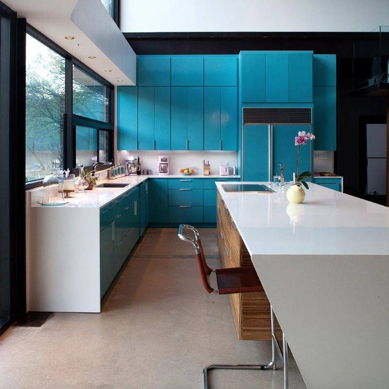 Кухни бирюзового цвета: 50 идей и фото примеров мебели и интерьеров