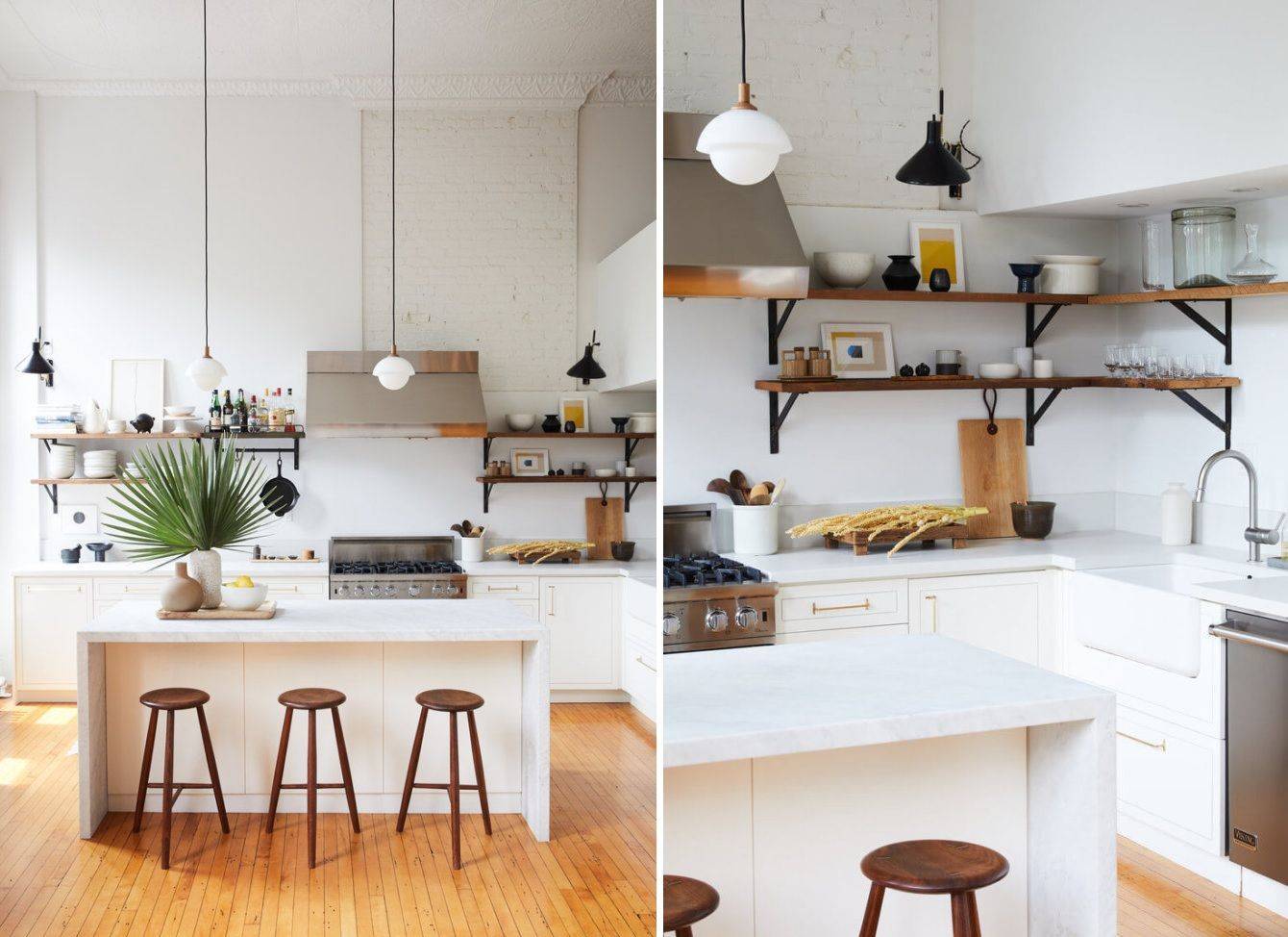 Открытые полки на кухне: фото дизайна верхних навесных угловых полок для оригинального интерьера