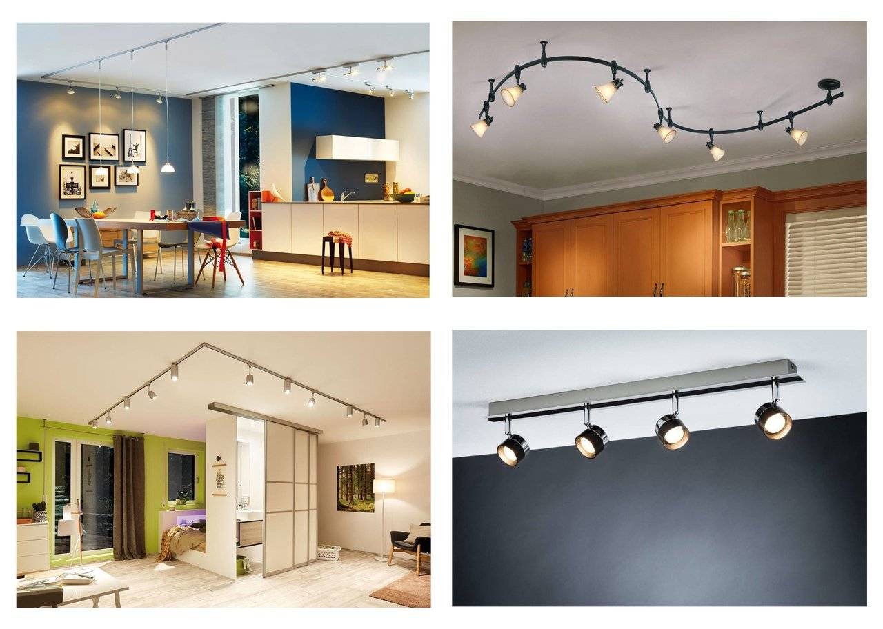 Трековые светильники на кухне: расположение в интерьере, дизайн