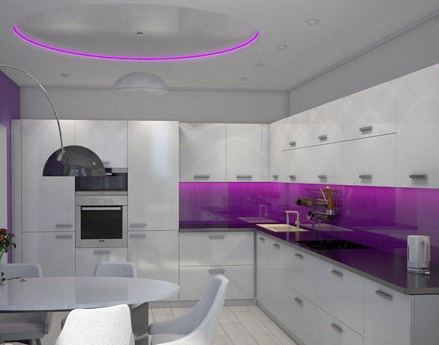 Дизайн кухни в фиолетовом цвете: 75 фото эффектных идей