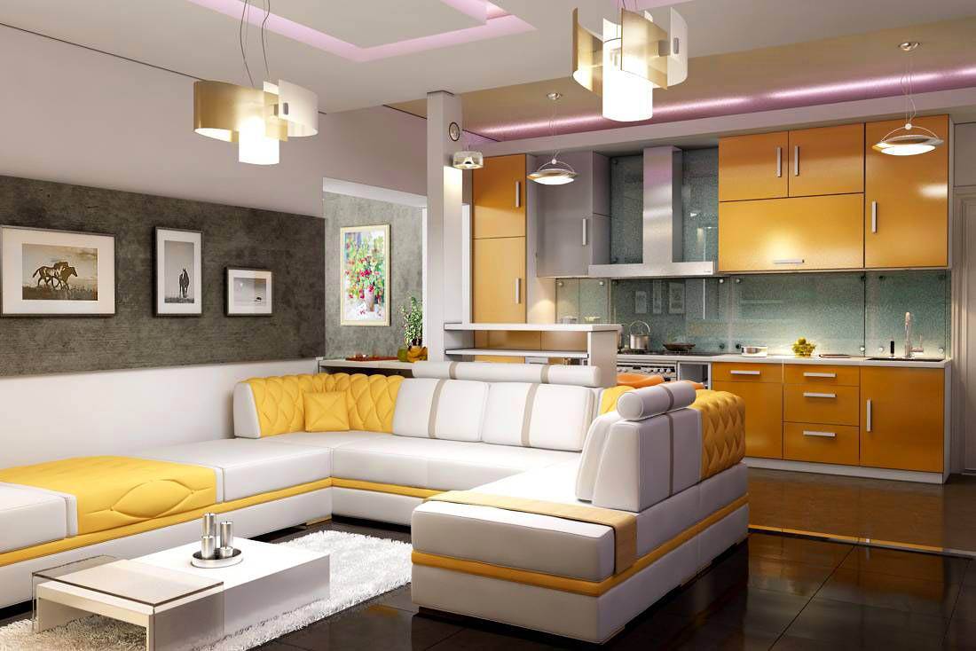 Дизайн кухни, совмещенной с гостиной, 2022 г. — реальные фото, новинки, в частном доме, квартире, хрущевке