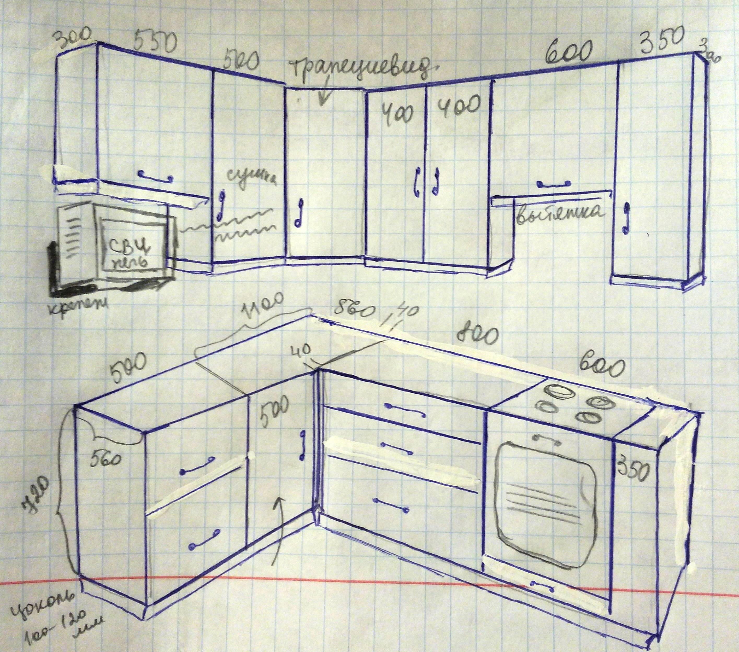 Как нарисовать кухню карандашом поэтапно вид сверху