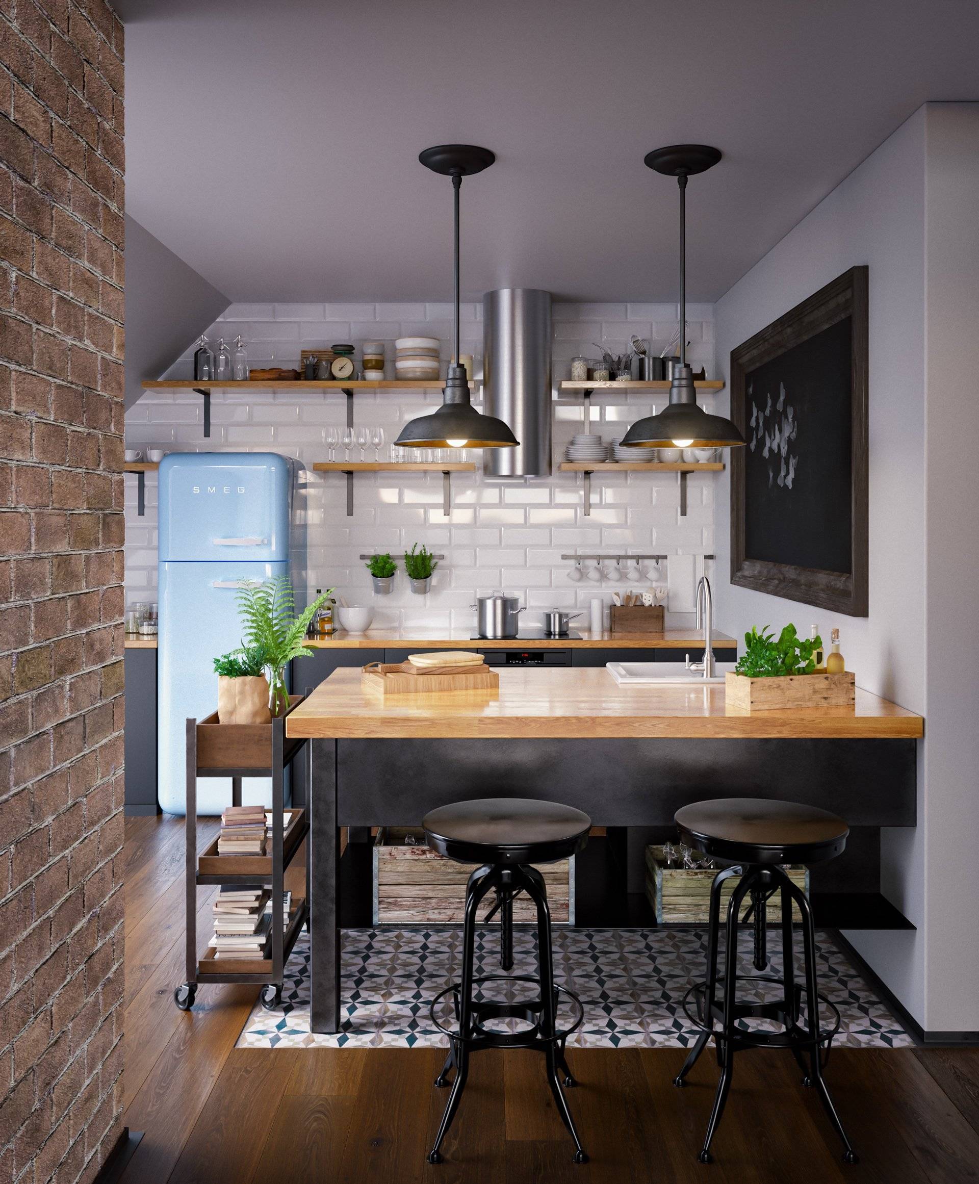 Дизайн кухни в стиле лофт: 67 фото в интерьере квартиры и дома