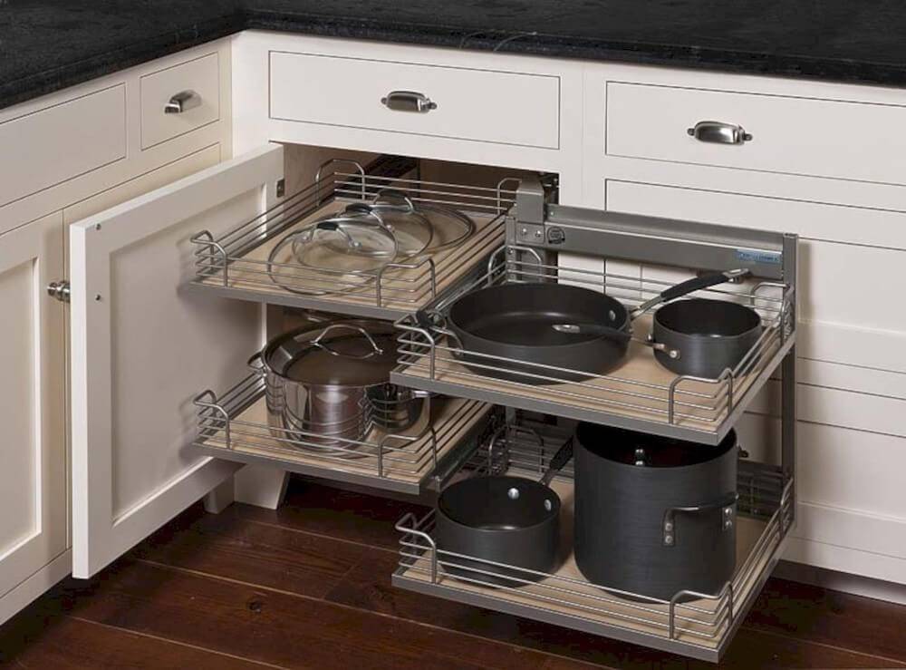 Угловой шкаф для кухни: виды, стандартные размеры, чертежи, верхний и нижний