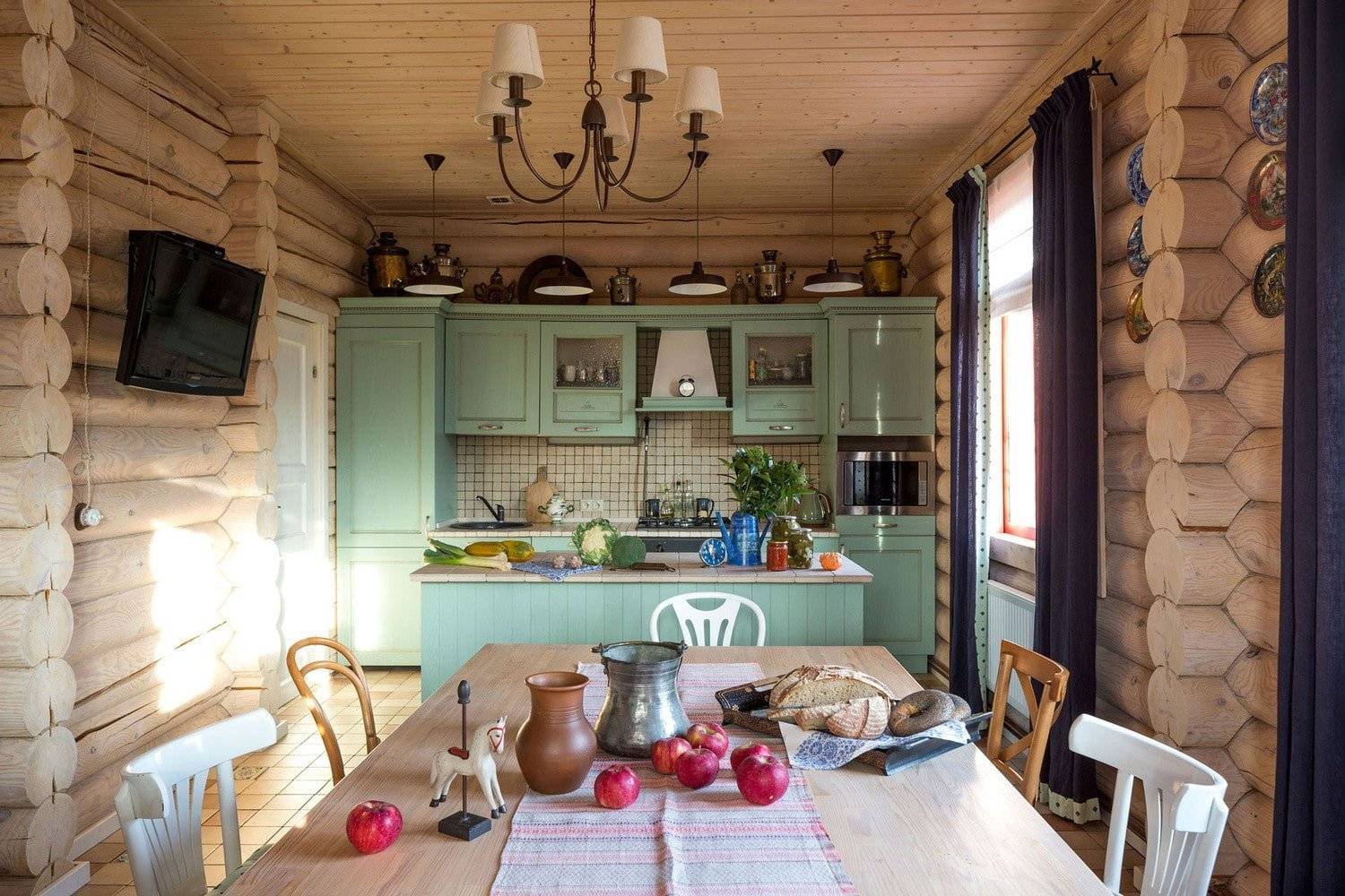 Как сделать интерьер кухни и гостиной в деревянном доме: лучшие идеи в стиле кантри +видео
