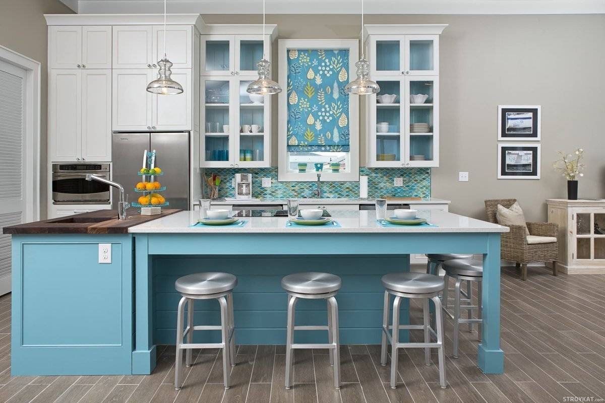Голубая кухня: 140 фото дизайн-проектов в голубом цвете оформления кухни